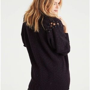 AE // Lace-Up Shoulder Open Cardigan